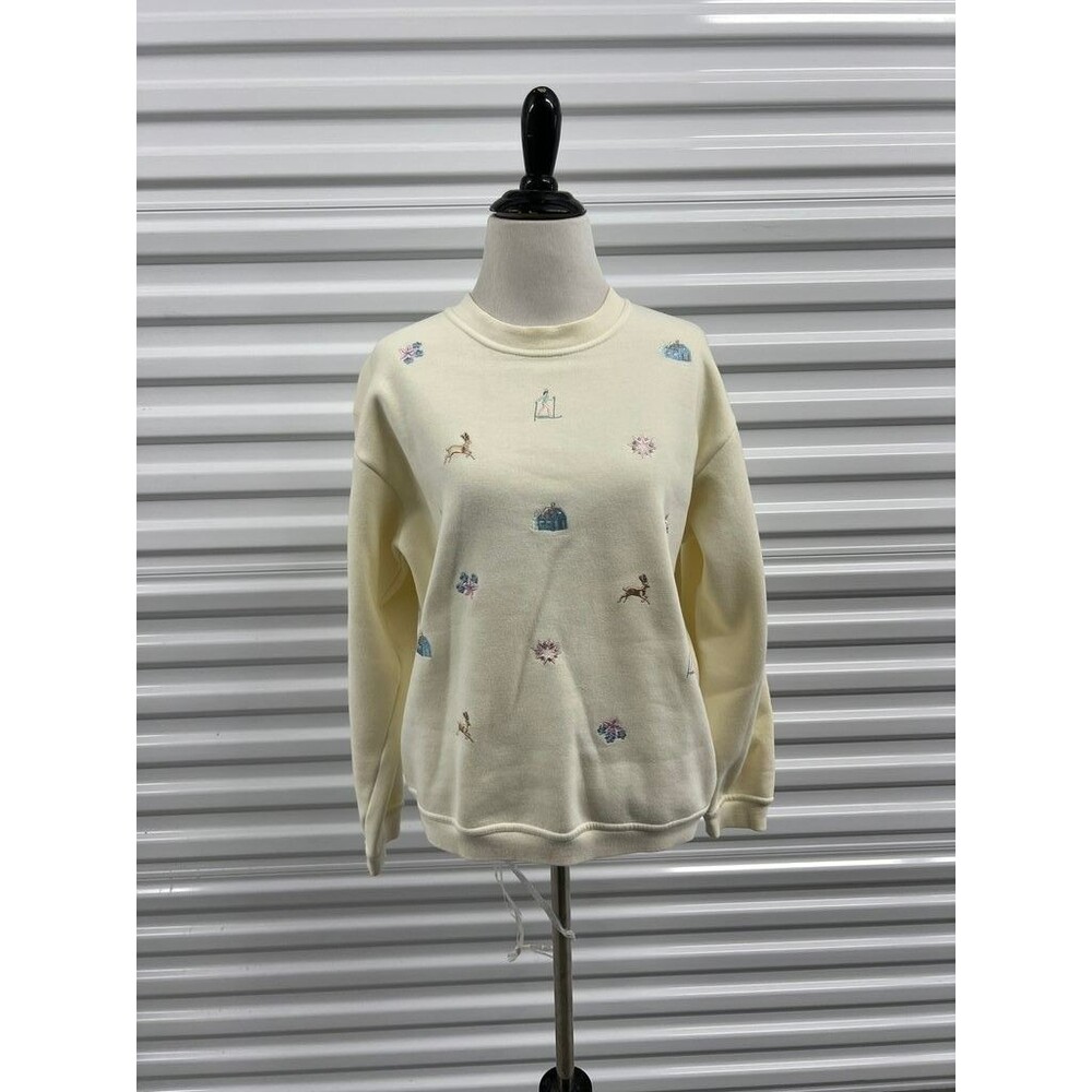 Vintage Carroll Reed Embroidered Cream Sweatshirt
